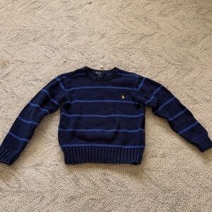 Boys Polo by Ralph Lauren Navy Blue Striped Knit Sweater